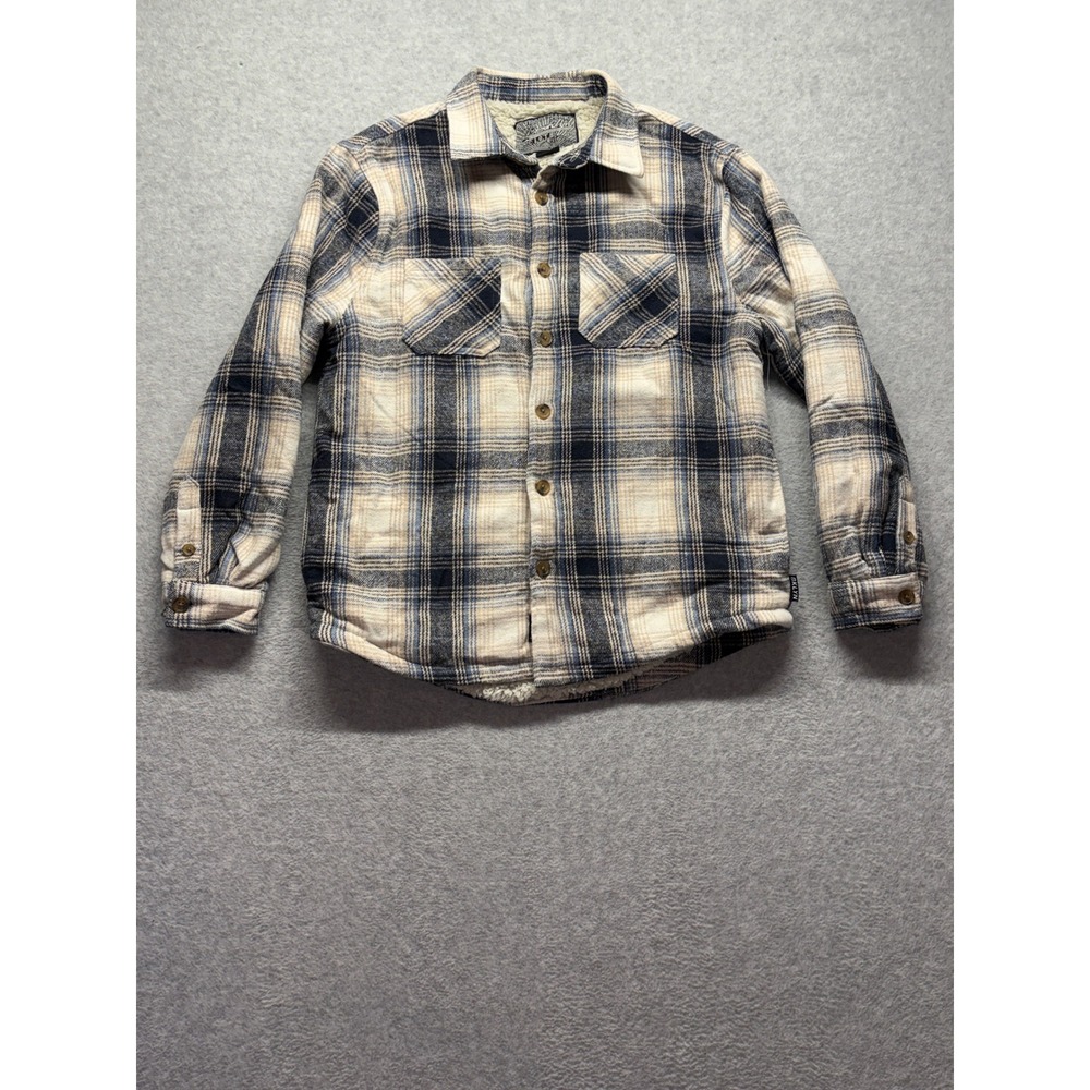 Brooklyn Cloth Mens Sherpa Lined Flannel Shirt Jacket Blue Plaid Size M RN136523